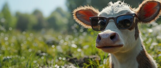 Cow with Sunglasses. Created with generative AI.