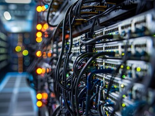 Close-up view capturing the intricate circuitry within a server designed for cloud storage, showcasing its powerful data processing capabilities.