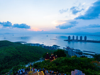 Summer evening panorama of Luhuitou Scenic Area, Sanya, Hainan, China