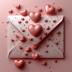 love letter envelope with paper craft heart, generative ai