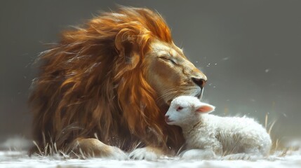 The Lion and the Lamb together. Created with generative AI.