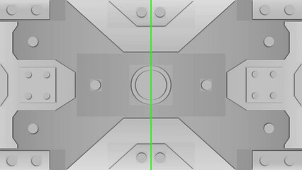 Abstract isolated metal gates animation on green screen.