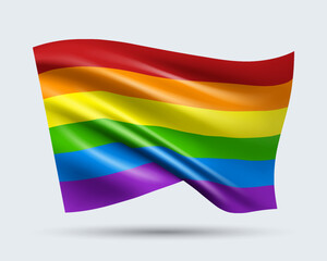 Vector illustration of 3D LGBT flag isolated on light background. Created using gradient meshes, EPS 10 vector