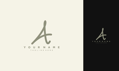 initial AT handwriting signature logo , logo template vector