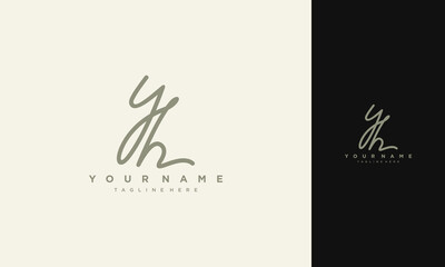 initial YH handwriting signature logo , logo template vector