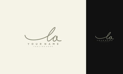 initial LA handwriting signature logo , logo template vector
