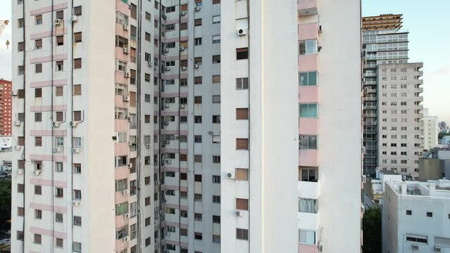 Drone videos over the city of Buenos Aires in Argentina. Palermo neighborhood  with views in all directions. Summer season