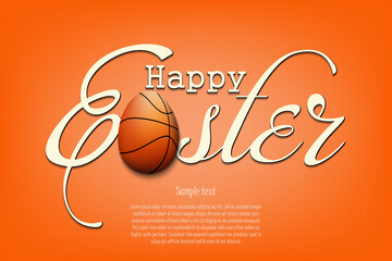 Happy Easter. Egg in the form of a basketball ball - 774499573