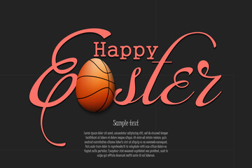 Happy Easter. Egg in the form of a basketball ball - 774499707