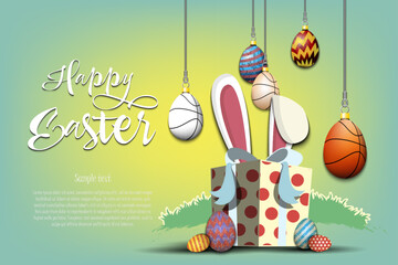 Happy Easter. Eggs in the form of a basketballs - 774499730