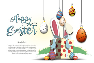 Happy Easter. Eggs in the form of a basketballs - 774499785