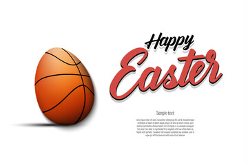 Happy Easter. Egg in the form of a basketball ball - 774499901