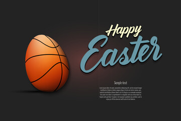 Happy Easter. Egg in the form of a basketball ball - 774499932