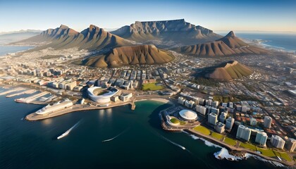 Naklejka premium A Stunning Aerial View Of The City Of Cape Town S 2