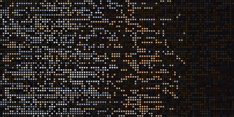 Abstract dark color pixelated background with various colors pixels. 