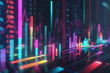 Detailed and dynamic business report with colorful graphs and charts Analytical insight concept