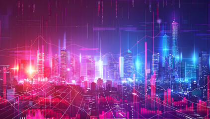 Fototapeta na wymiar Future city glowing neon, cyberpunk city, cityscape in the background.