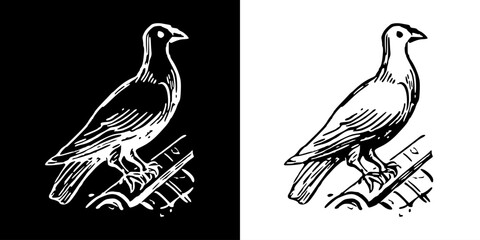 Bird icon. Black icon. Line icon. Black line. Animal. Silhouette