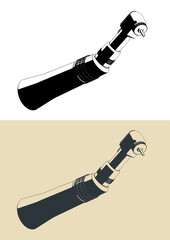 Contra angle handpiece illustrations