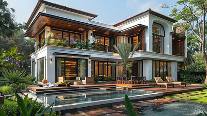 Fototapeta premium Home exterior design ideas,generative ai