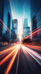 Fototapeta premium Light trails on modern building background