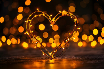 Heart light shape sparkle at night background. - 774505572