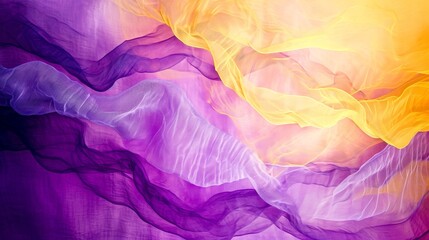 A close up of a purple and yellow colored fabric - obrazy, fototapety, plakaty