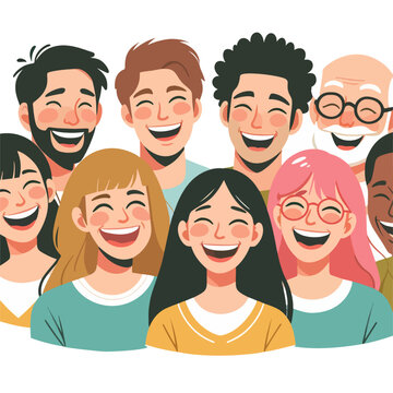 A group of young people laughing laughter day concept art