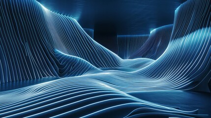 Abstract Digital Light Blue Waves Background