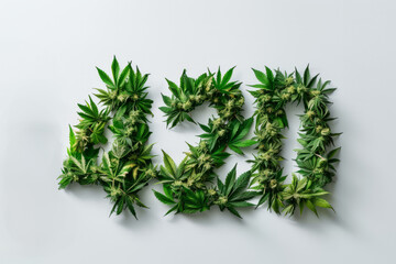 The number 420 spelled out in cannabis marijuana leaves - obrazy, fototapety, plakaty