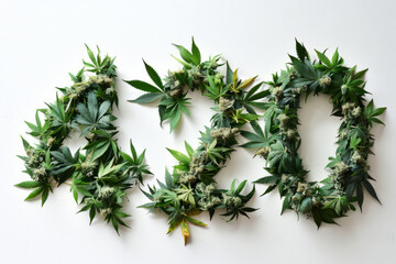The number 420 spelled out in cannabis marijuana leaves - obrazy, fototapety, plakaty