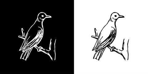 Bird icon. Black icon. Line icon. Black line. Animal. Silhouette