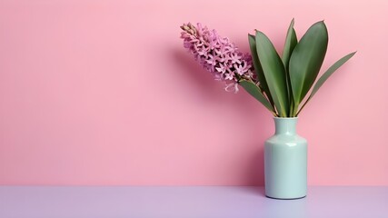 Spring Flower Hyacinth in Vase on Pink Background - Seasonal Home Decor | Floral Arrangement, Interior Design, Florist, Springtime, Pink Flowers, Botanical