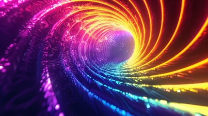 A neon rainbow springs to life in this eyecatching abstract light pattern background.