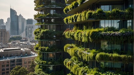 Green Building Initiative: Rows of Grass and Plants Promoting Sustainability