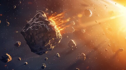 The concept of National asteroid day. Background for science, education, and business. - obrazy, fototapety, plakaty