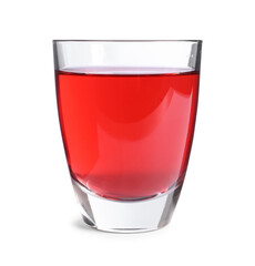 Tasty cranberry juice in glass isolated on white