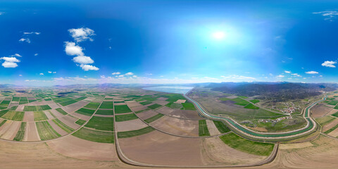 large and wide huge agricultural lands, irrigation pond and sustainable industry - 774513121