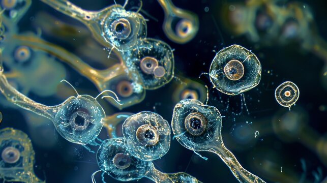 An image of a group of Entamoeba histolytica a parasitic amoeba that can cause severe diarrhea and damage to the intestinal lining