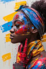an attractive black woman adorned with wildstyle graffiti.generative ai