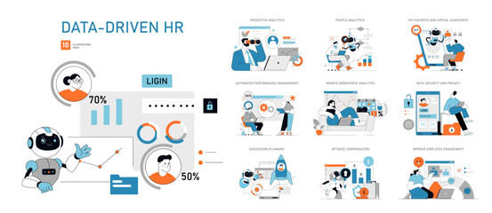 Data-Driven HR set Vector illustration