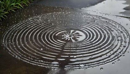 Fototapeta na wymiar The Mesmerizing Pattern Of Raindrops Falling Into 2