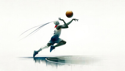 Olympics. Basketball. Basketball player in action isolated on white background. Digital illustration.