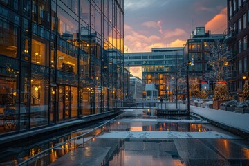 A dynamic startup ecosystem thrives in the heart of a Nordic city, fueled by a spirit of innovation and collaboration that knows no bounds. - obrazy, fototapety, plakaty