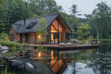 A serene lakeside retreat offers guests a chance to unwind in stylish cabins inspired by Scandinavian architecture.