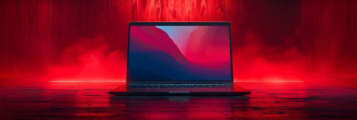 background with arrow,Candado sobre un portátil con el fondo rojo