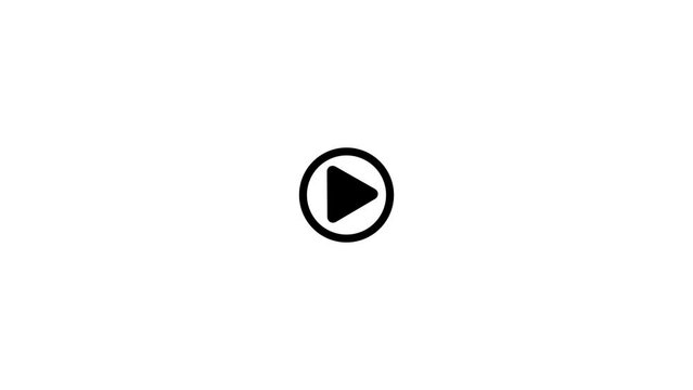 Play button icon animation on circle. video player icon triangle shape button icon animation.