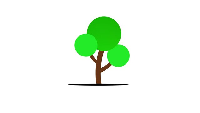 Plants growing animation, simple Cartoon tree icon.