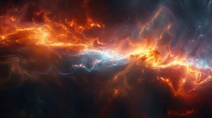 Intense fiery cosmic storm with swirling energy patterns