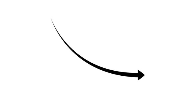 Down curve arrow animation, Falling prices concept arrow animation.